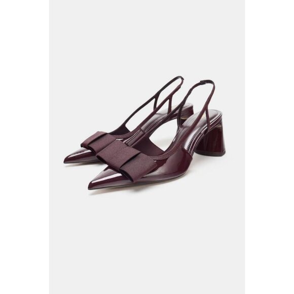 ZARA SLINGBACK HEELED SHOES WITH BOW - Picture 1 of 6